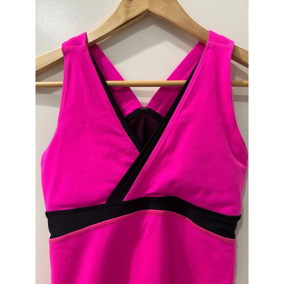 Lululemon Deep V-Neckline Raspberry Glo Light & Black Athletic Tank Top Size 6 - Picture 5 of 9